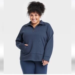 Women's Fleece 1/2 Zip Pullover Sweatshirt All In Motion Navy 3X